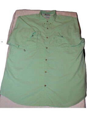 Columbia PFG Men's Mint Green Button Down Short Sleeve Shirt Size Large Bahama